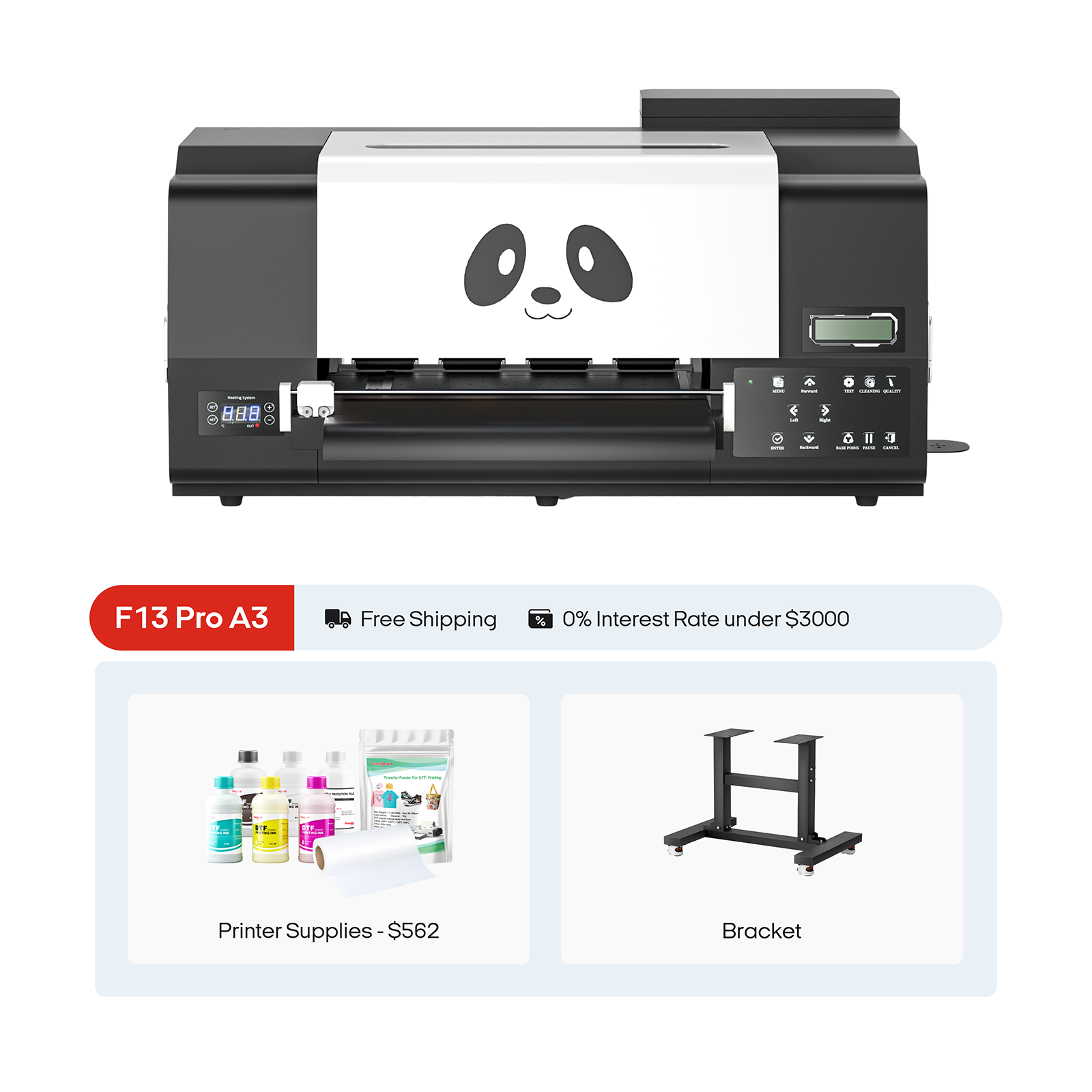 Procolored F13 Pro Panda DTF Printer 13" A3 Dual XP600 & Bracket